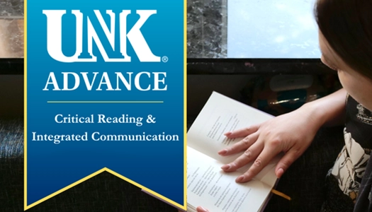 stock photo of a person reading with a unk advance banner over it